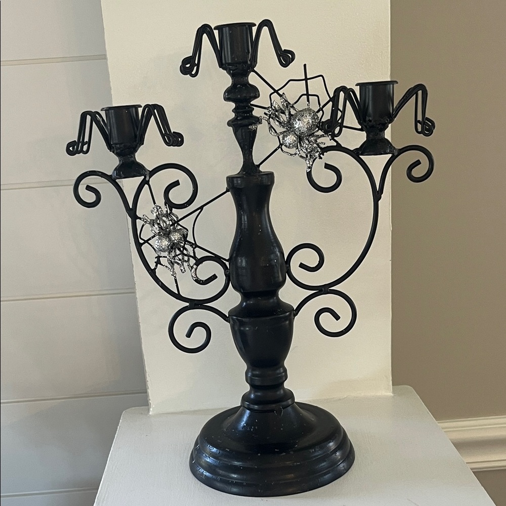 Pier 1 Black Halloween Candelabra with Spider Web accents.
